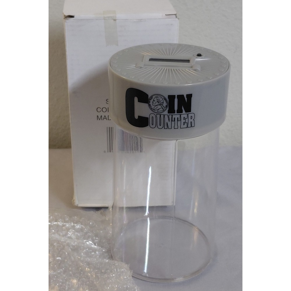 Digital Coin Counter Electronic Change Counter Bank LCD Display Clear Jar 9W29